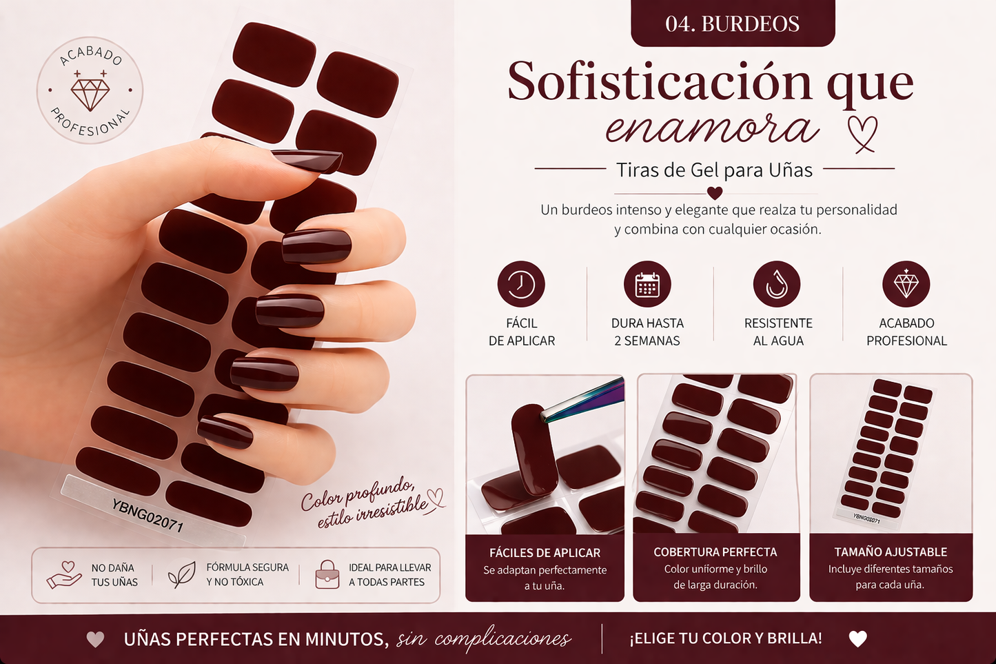 UÑAS DE GEL SEMICURADO - MARRON