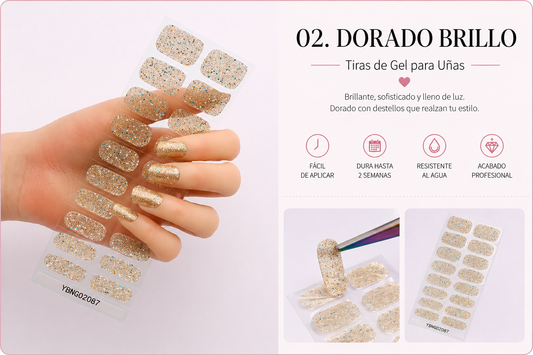 UÑAS DE GEL SEMICURADO - DORADO