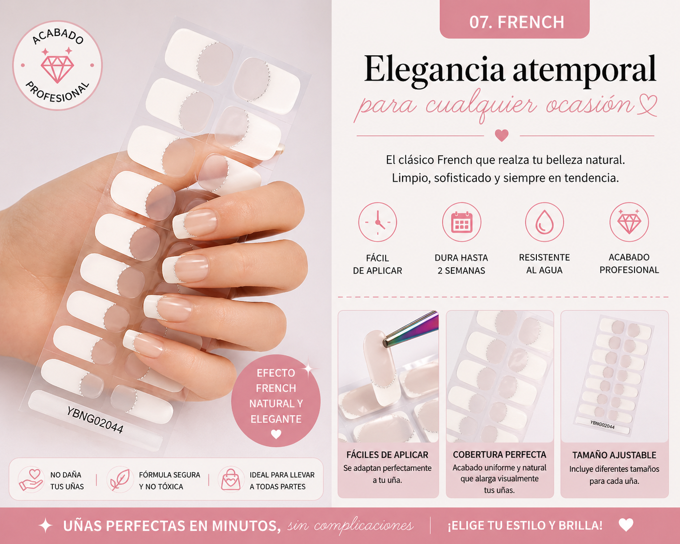 UÑAS DE GEL SEMICURADO - FRENCH