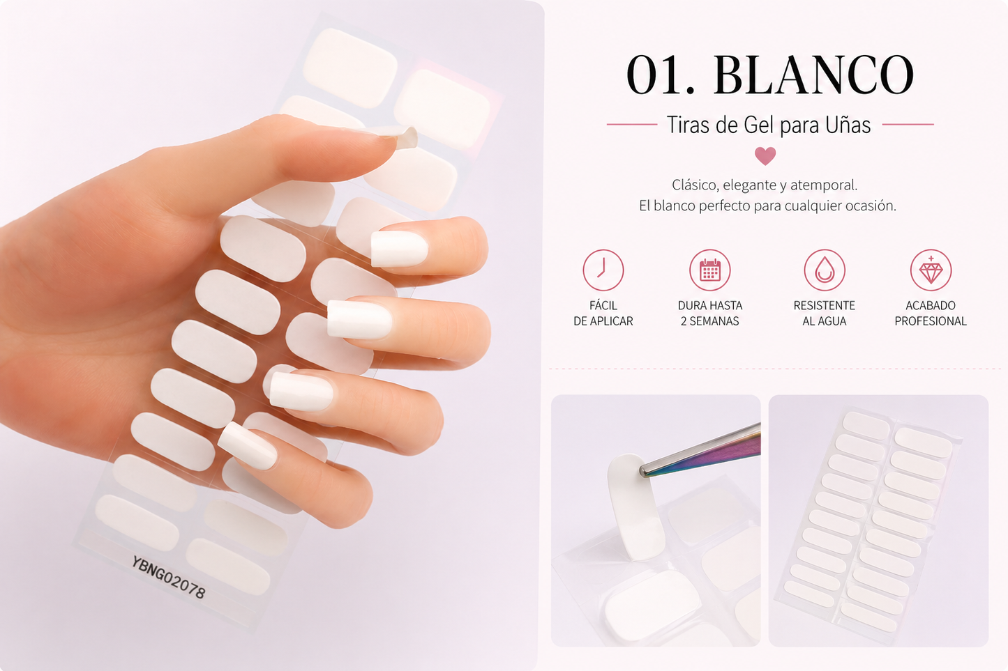 UÑAS DE GEL SEMICURADO - BLANCO